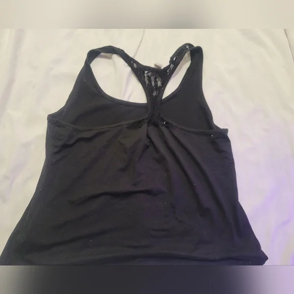 Black Racerback Graphic Tank Top with Pink Script - Picture 3 of 3